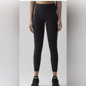 Lululemon Invigorate 7/8 Tight Black Mesh Sides Zip Pockets, Size 4
